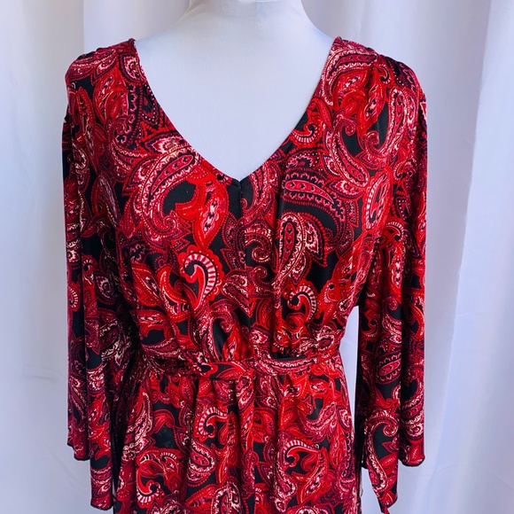 ellos Tops - Ellos Red Blouse with Bell Sleeves Size 22/24